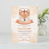 Woodland Fox Citrouille Baby shower Invitation d'i (Debout devant)