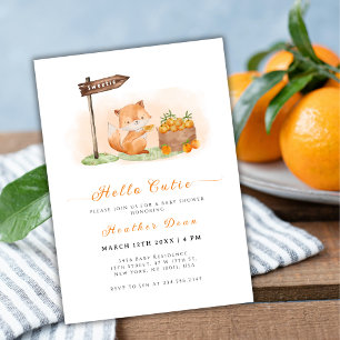 Woodland Fox Citrus Oranje Boerderij Baby shower Kaart