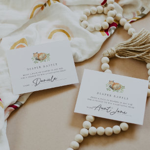 Woodland Fox Diaper Raffle Ticket Kaarten