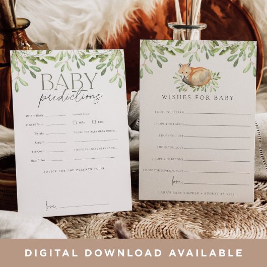 Woodland Fox Dubbelzijdig Baby shower Wishes Kaart