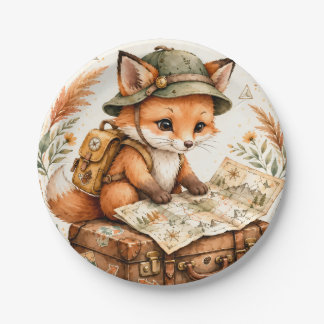 Woodland Fox Explorer Baby Shower Uitnodiging, Wat Papieren Bordje