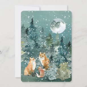 Woodland Fox Family Pet Names Custom Kerstmis Feestdagenkaart