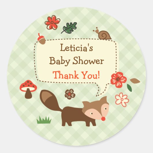 Woodland Fox Favor Sticker (Voorkant)