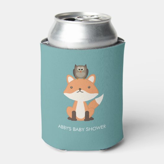 Woodland Fox Forest Baby shower Custom Blikjeskoeler (Blikje Voorkant)