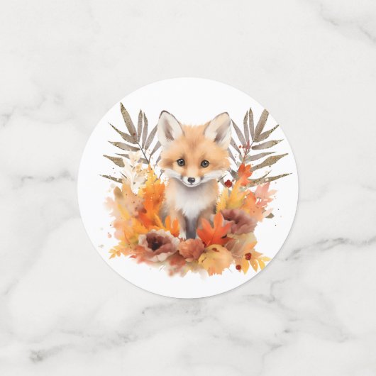 Woodland Fox Green Waterverf Leaf Baby shower Confetti (Kleine voorkant)