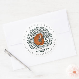 Woodland Fox & Hare   Retouradreslabel Ronde Sticker