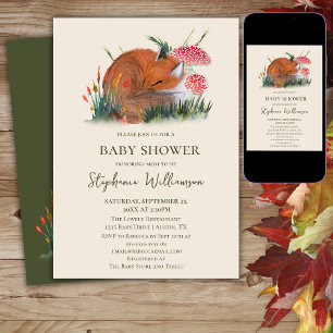 Woodland Fox Herfst Baby Shower Cottage Core Kaart
