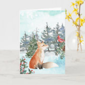 Woodland Fox Kerstmis Kaart (Gele Bloem)