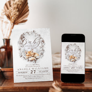 Woodland Fox Koud buiten Winter Baby shower Kaart