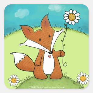 Woodland Fox Little Love voor jou Vierkante Sticker