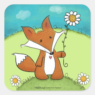 Woodland Fox Little Love voor jou Vierkante Sticker