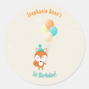 Woodland Fox met ballonnen Ronde Sticker