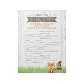 Woodland Fox Naam dat nummer Baby shower spel Notitieblok (Gedraaid)
