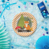 Woodland Fox; Oranje en witte strepen Papieren Bordje (Feest)