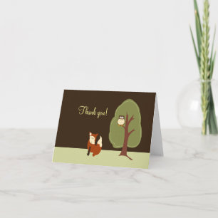 Woodland Fox & Owl Folded Bedankt notities