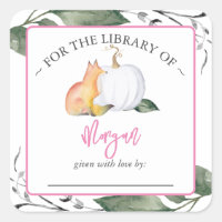 Woodland Fox Pompoen Herfst Baby shower Bookplate