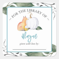 Woodland Fox Pompoen Herfst Baby shower Bookplate