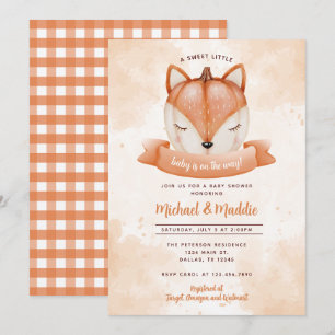 Woodland Fox Pumpkin Baby shower Invitation Invite Kaart