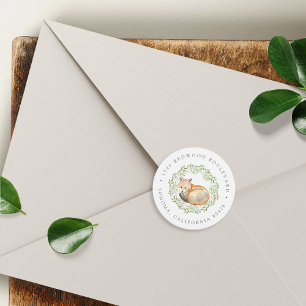 Woodland Fox Return-adres Ronde Sticker