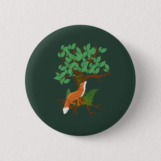 Woodland Fox Ronde Button 5,7 Cm (Voorkant)