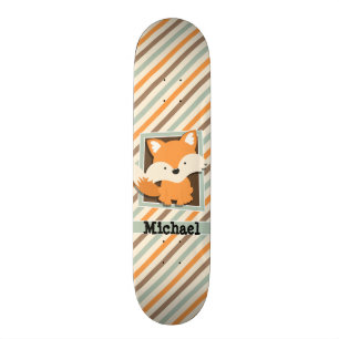Woodland Fox Sage Green, Oranje, bruine strepen Skateboard