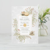 Woodland Fox | Uitnodiging Baby shower bossen (Staand voorkant)