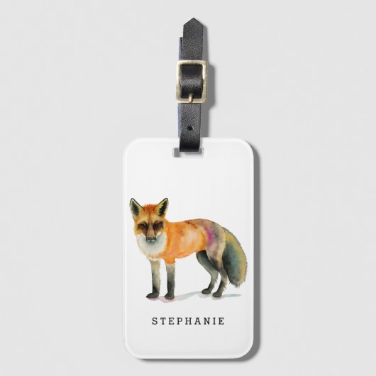 Woodland Fox Waterverf Custom Bagagelabel (Voorkant (verticaal))
