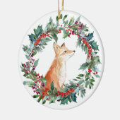 Woodland Fox Waterverf Kerstmis Keramisch Ornament (Links)