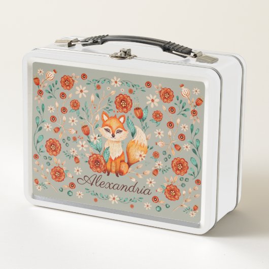 Woodland Fox Whimsical Waterverf Naam (Voorkant)