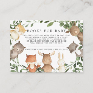 Woodland Friends Books for Baby Baby shower Card Informatiekaartje