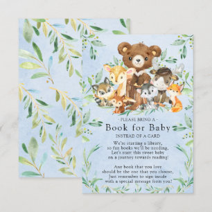 Woodland Friends Boys Baby shower Boek voor Baby Informatiekaartje