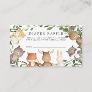 Woodland Friends Diaper Raffle Baby shower Card Informatiekaartje