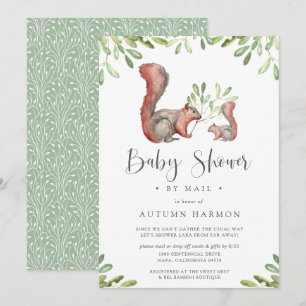 Woodland Friends Red Squirrel Baby shower per post Kaart