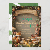 Woodland Friends Verjaardagsuitnodiging – Schattig Kaart (Voorkant / Achterkant)