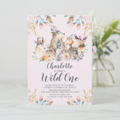 Woodland Friends Wild One Birthday Invitation (Debout devant)