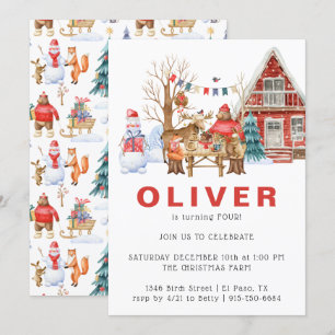 Woodland Friends Winter Kerstfeestdag Kaart