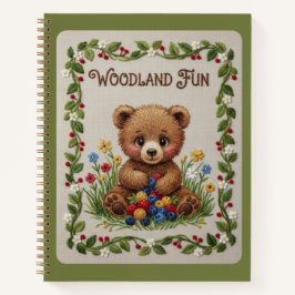 Woodland Fun Embroidered Bear & Berries Journal Notitieboek