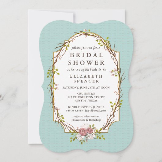 Woodland Garden Wreath Invitation de la douche nup (Devant)