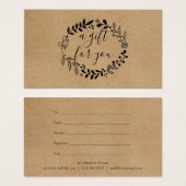 Woodland Garland Rustic Kraft Certificat cadeau (Devant & derrière)