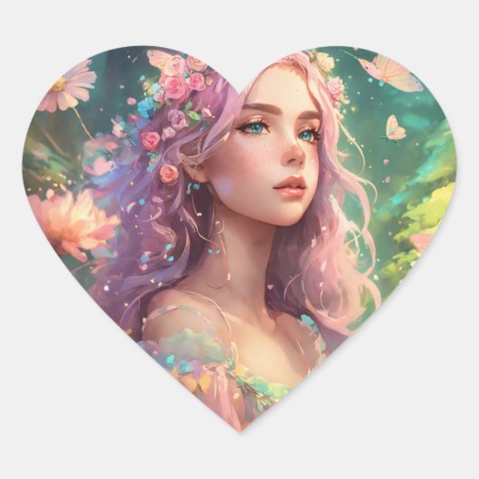 Woodland Glow Heart Stakes Hart Sticker (Voorkant)