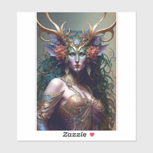 Woodland Goddess Fantasy Art Sticker (Vel)