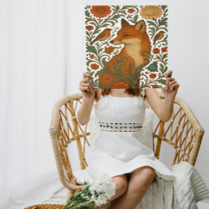Woodland Grace Vos Motief in Bloei Canvas Afdruk