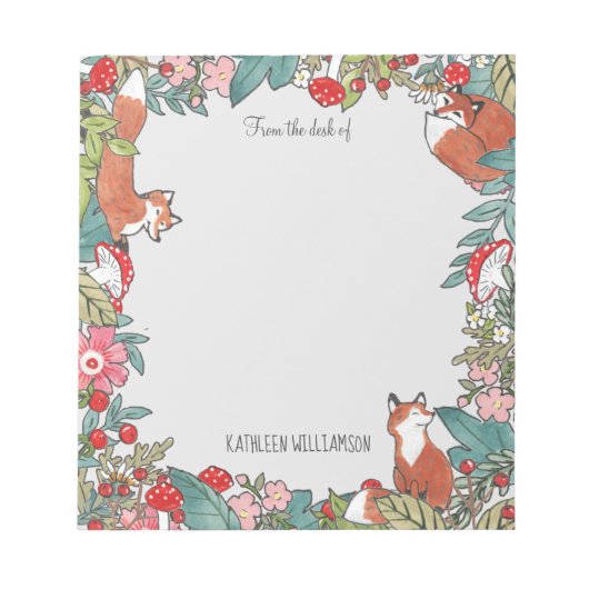 Woodland Gray Fox Foxes Forest Leaf Personalized Notitieblok (Voorkant)
