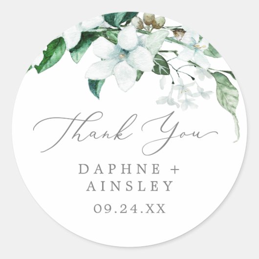 Woodland Green Merci Mariage Favor Sticker (Devant)