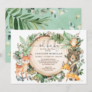 Woodland Greenery Animals Neutraal Baby shower Kaart