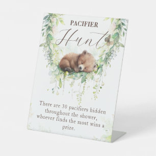 Woodland Greenery Baby shower Fopspeen Hunt Game Reclamebord Met Voetstuk