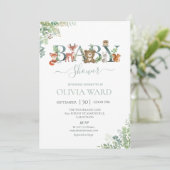 Woodland Greenery Baby shower Invitation Kaart (Staand voorkant)