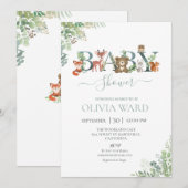 Woodland Greenery Baby shower Invitation Kaart (Voorkant / Achterkant)