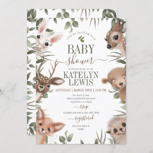 Woodland Greenery Baby shower Kaart