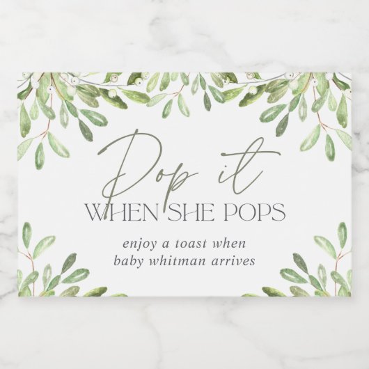 Woodland Greenery Baby shower Sparkling Wijnetiket (Enkel label)